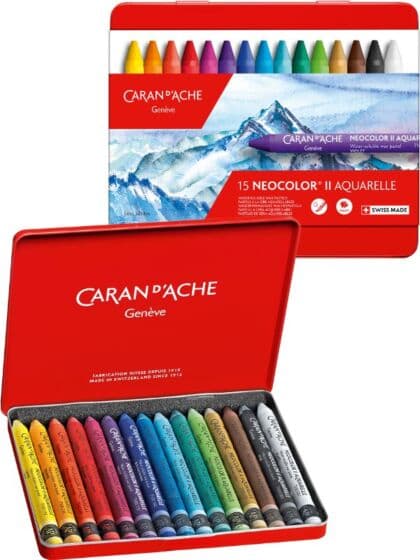 Caran d'Ache Neocolor II vannoppløselige voksoljepasteller - 15 fargestifter