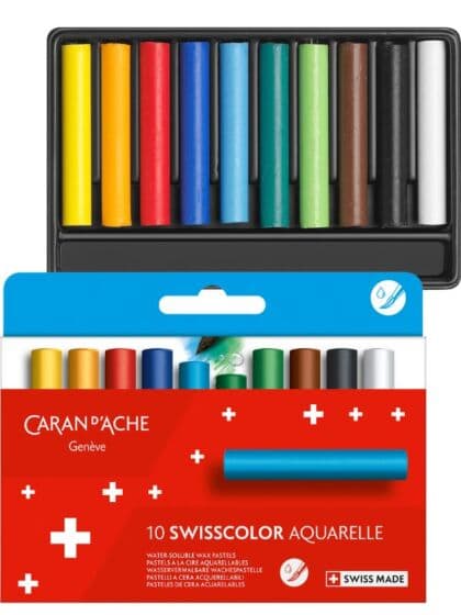 Caran d'Ache Swisscolor vannoppløselige vokspasteller - 10 farger