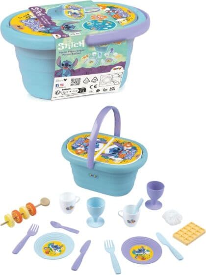 Smoby Disney Stitch piknik-kurv med 19 tilbehør