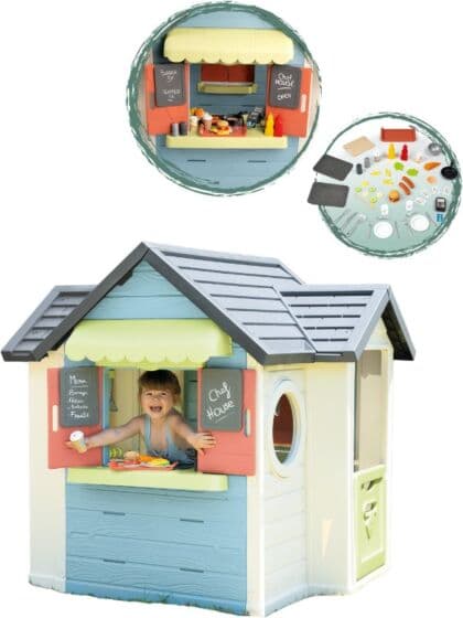 Smoby Life Chef lekehus med tavle - 48 deler lekemat og tilbehør