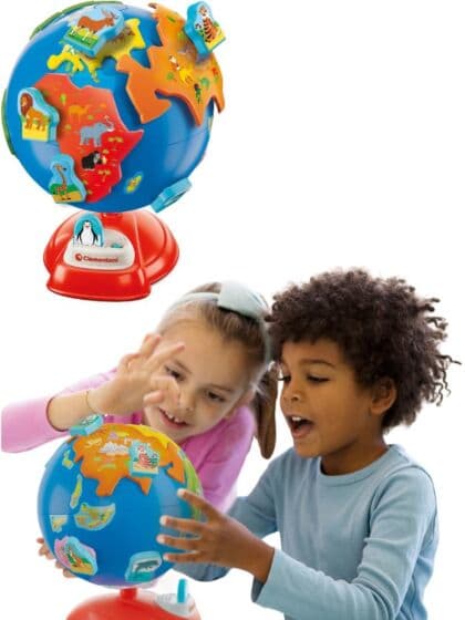 Clementoni Min første Globus med lyd - interaktiv jordklode med dyrebrikker og quiz - Norsk versjon