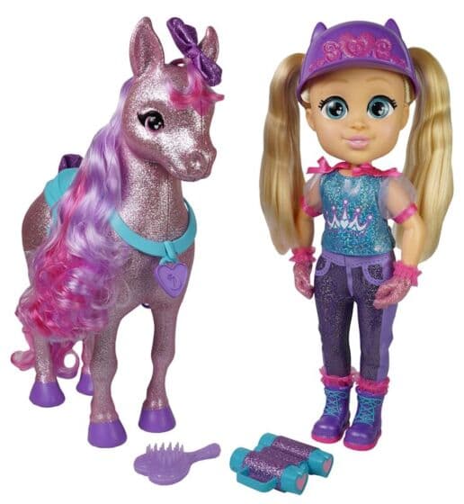 Love Diana Horse Set - hest med lysende hår og dukke - 33 cm