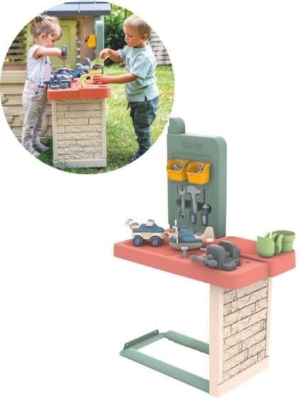Smoby Life Garden Workshop – arbeidsbenk til lekehus med 40 tilbehør