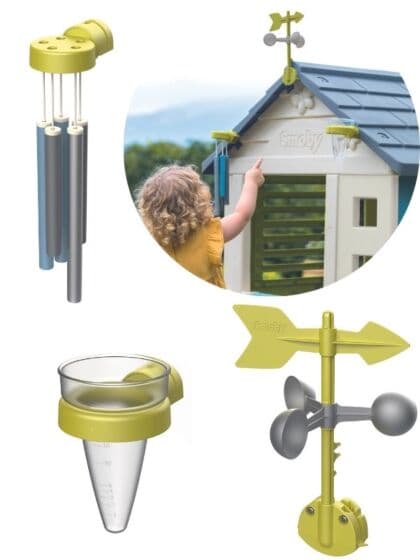 Smoby Værpakke for lekehus - klokkespill, regnmåler og vindfløy