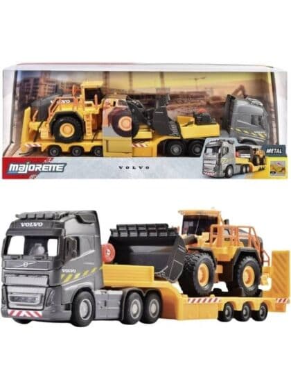 Majorette Volvo FH16 lastebil med lavlaster og hjullaster - 35 cm