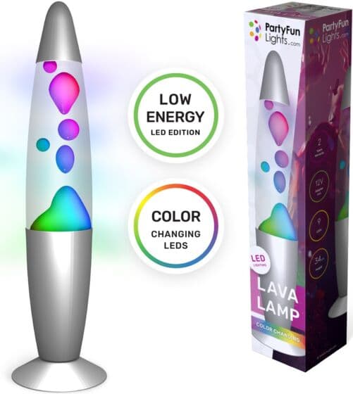PartyFun Lights Lavalampe med LED-lys som endrer farge - 34 cm