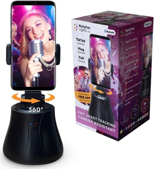 PartyFun Lights Stativ med 360 rotasjon og ansiktssporing for videosamtaler og vlogs