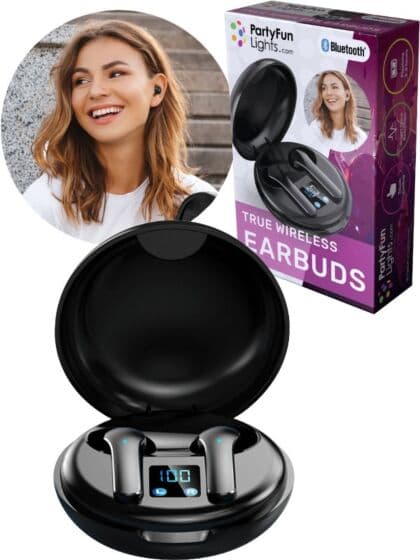 PartyFun Lights trådløse ørepropper med støydemping - ladebeholder følger med