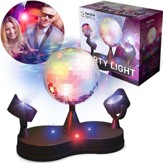 PartyFun Lights disco-lampe med 2 LED-prosjektorer - sort