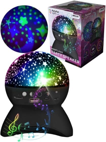 PartyFun Lights høyttaler med stjernehimmelprojektor - svart