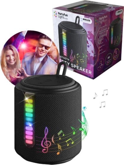PartyFun Lights liten trådløs Bluetooth høyttaler med fargelys - 11 cm