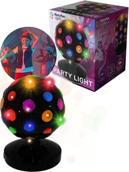 PartyFun Lights trådløs Discokule med flerfarget LED