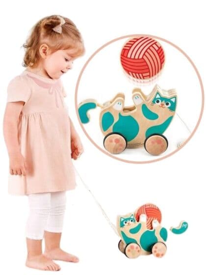 Hape Roll and Rattle draleke i tre - kattepus med nøste