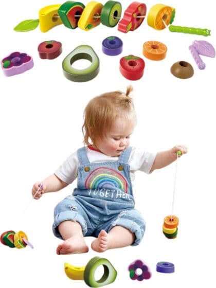 Hape Fruktfest for larver - lekemat i tre - 15 deler - fra 18 måneder