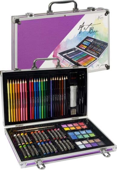 Nassau Fine Art tegne- og malekoffert i metall - 76 deler