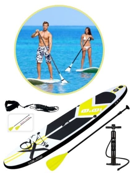 XQ Max Oppblåsbart SUP-brett 305 cm - med pumpe, padleåre, finne og ankelstropp - 100 kg - lime