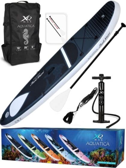 XQ Max Aquatica Grey Shark oppblåsbart Sup-brett 305 cm - med pumpe, padleåre, finne og stropp - maks vekt 150 kg