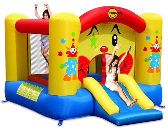 Happy Hop Clown slide hoppeslott med sklie - blåses opp på 60 sekunder