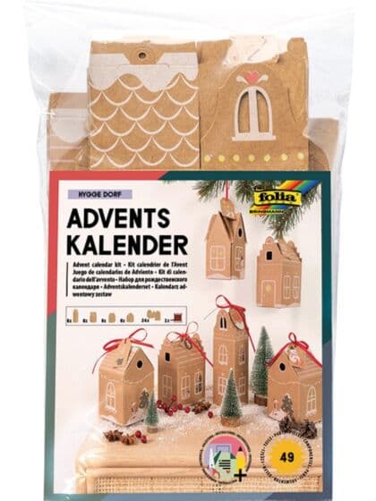 Folia Landsby Adventskalender med kartonghus og tall