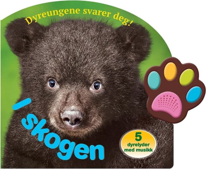 Dyreungene svarer deg i skogen - bok med 5 dyrelyder og musikk