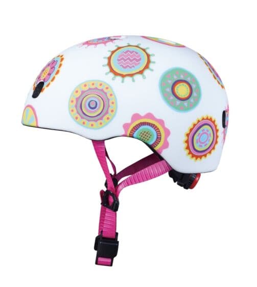 Micro Doodle Dot Hjelm S (48-52 cm) - justerbar sykkelhjelm med LED-lys - prikker