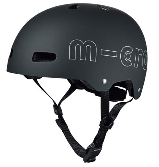 Micro ABS Hjelm black M (54-58 cm) - justerbar sykkelhjelm, sort med LED-lys
