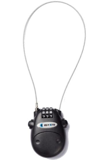 Micro Kids kodelås - sykkellås med kode til sparkesykkel og sykkel - hengelås - sort