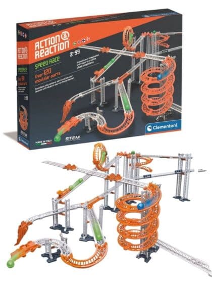 Clementoni Action and Reaction Speed Race - premium påbyggingssett til kulebane - 120 deler