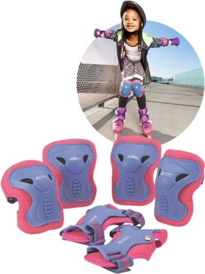 Alert beskyttelsesutstyr til knær, albuer og hender - 4-7 år - 6 deler- rosa