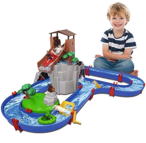 AquaPlay AdventureLand - kanalsystem med tømmerrenne, 2 figurer og 2 båter