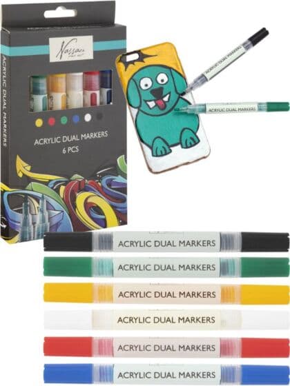Nassau Fine Art dobbeltsidige akryltusjer - 6 farger