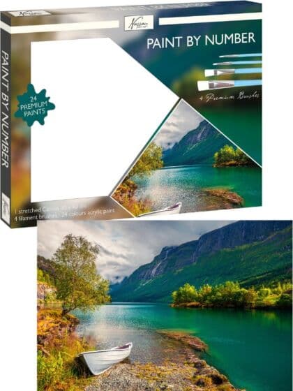 Nassau Fine Art Paint by number hobbysett med lerret og akrylmaling - Landskapsmotiv 30x40 cm
