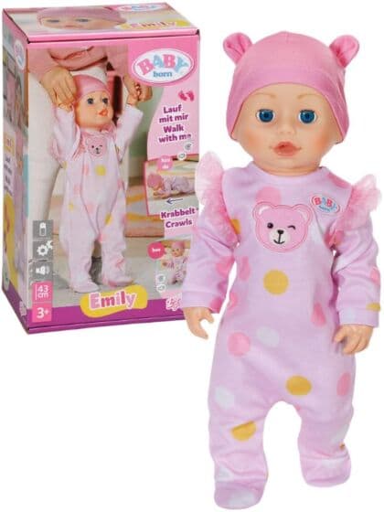 BABY born Emily First Steps interaktiv dukke som kan krabbe - lyd 43 cm