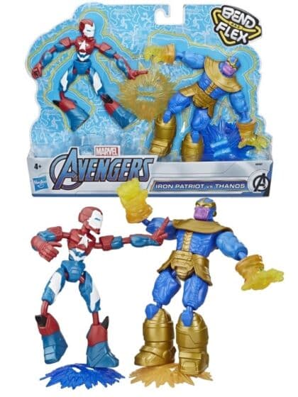 Avengers Bend and Flex Iron Patriot vs Thanos - 2-pack - fleksible figurer