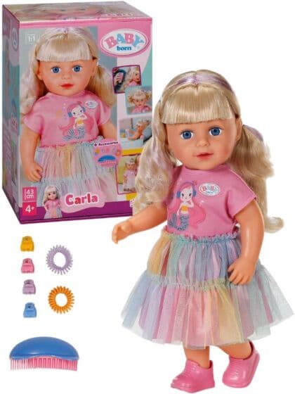 BABY born Carla dukke med hårtilbehør - 43 cm