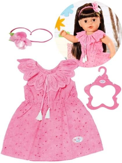 BABY born dukkeklær blondekjole og hårbånd - 43 cm