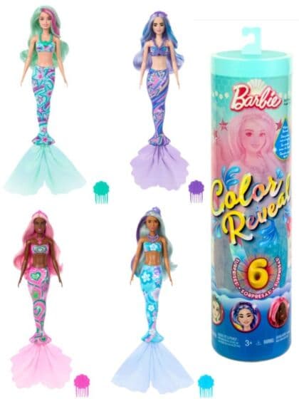 Barbie Color Reveal havfrue-dukke med 6 overraskelser