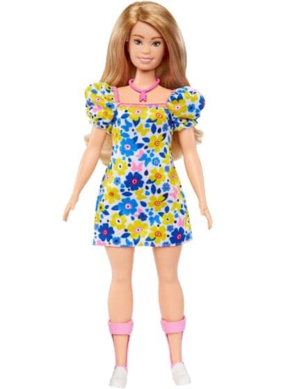 Barbie Fashionistas Downs Syndrome #208 - dukke i blomstret kjole og med rosa tilbehør