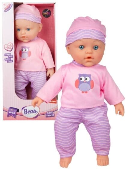 BEAU myk babydokke med lyd - 40 cm