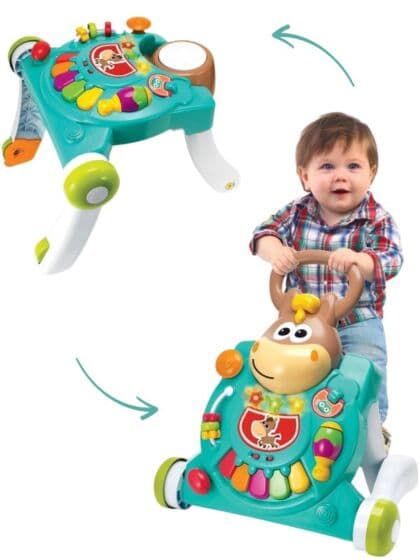 Bkids 3-i-1 Aktivitetsleke gåvogn, musikkbord og lekebord - med lyd og lys