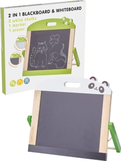 Whiteboard og tavle 2-i-1 med tilbehør - panda