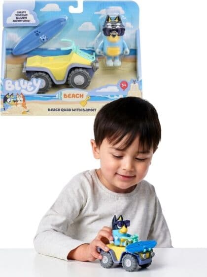 Bluey Strandbuggy med Bandit figur og tilbehør