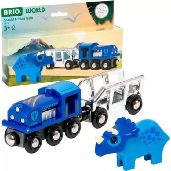 BRIO World Spesiell Utgave 2025 tog 36111 - tog med vogn og dinosaurfigur