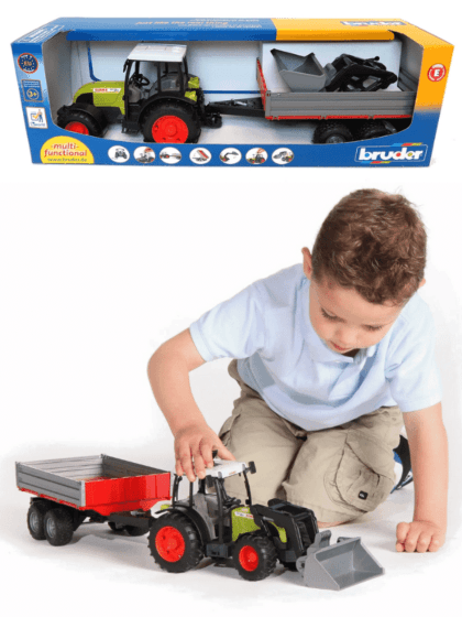 Bruder Claas Nectis 26 F traktor med frontlaster og tilhenger - 02112