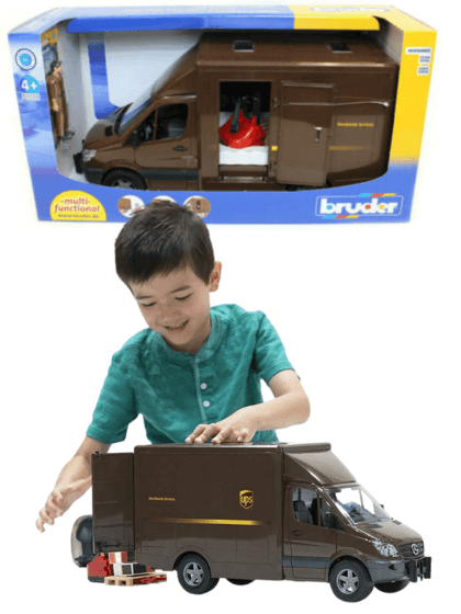 Bruder Auto MB Sprinter UPS varebil med pallestabler og figur - 02678
