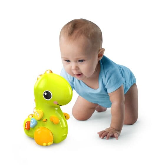 Bright Starts Go, Go, Dino krabb-og-lær dinosaur - babyleke med lys og lyd
