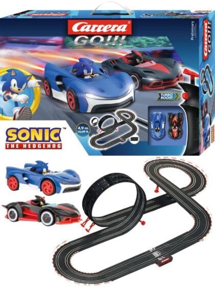 Carrera GO!!! Sonic the Hedgehog bilbane med loop - med Sonic og Shadow biler