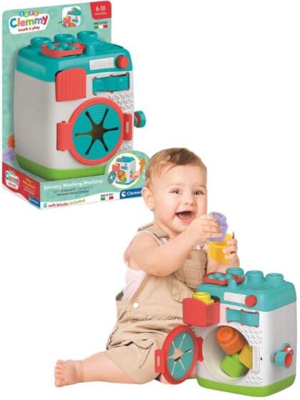 Clementoni Soft Clemmy Vaskemaskin - sensorisk aktivitetsleke med 5 myke klosser
