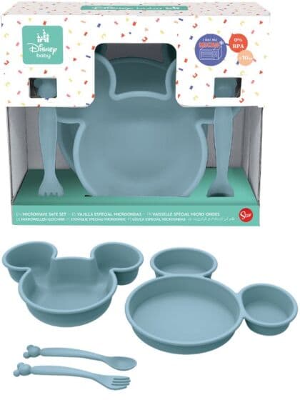 Disney Baby Mikke Mus spisesett i silikon – mikrobølgesikkert