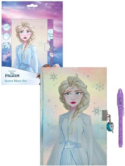 Disney Frozen dagbok med lås og kulepenn med magisk blekk
